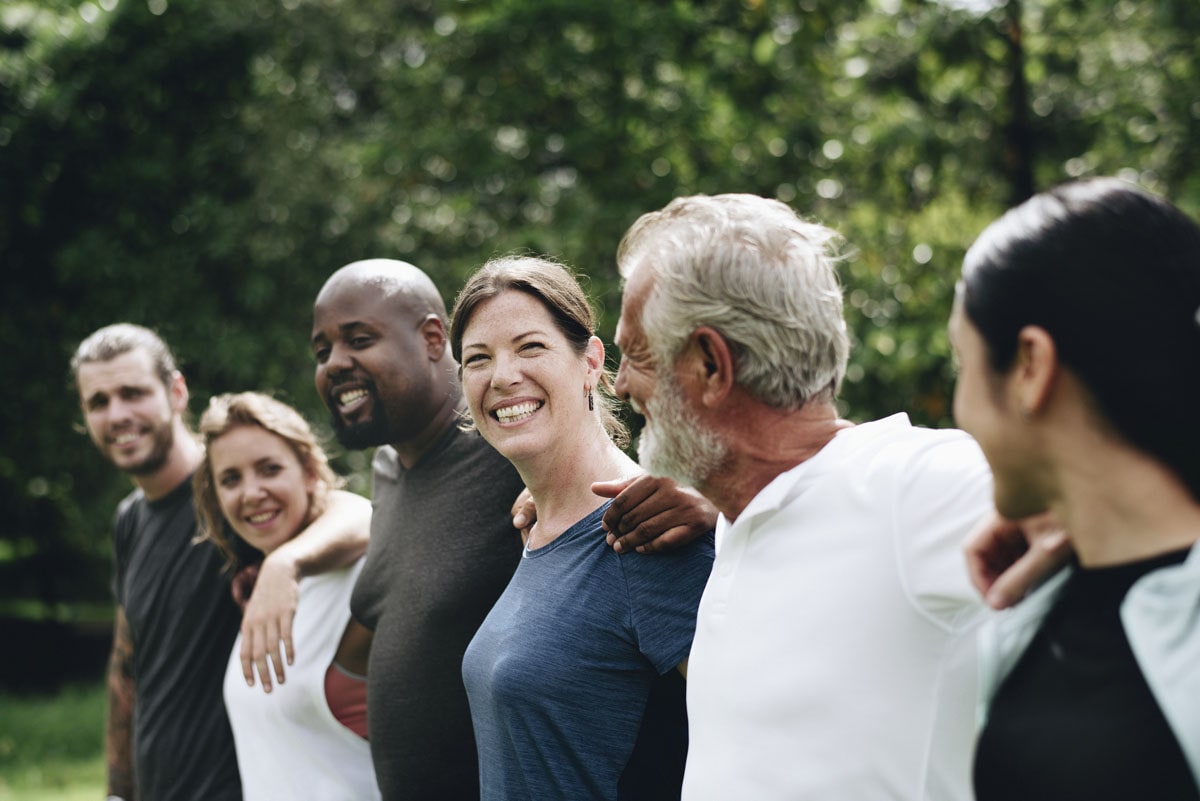 Happy diverse people together in the park